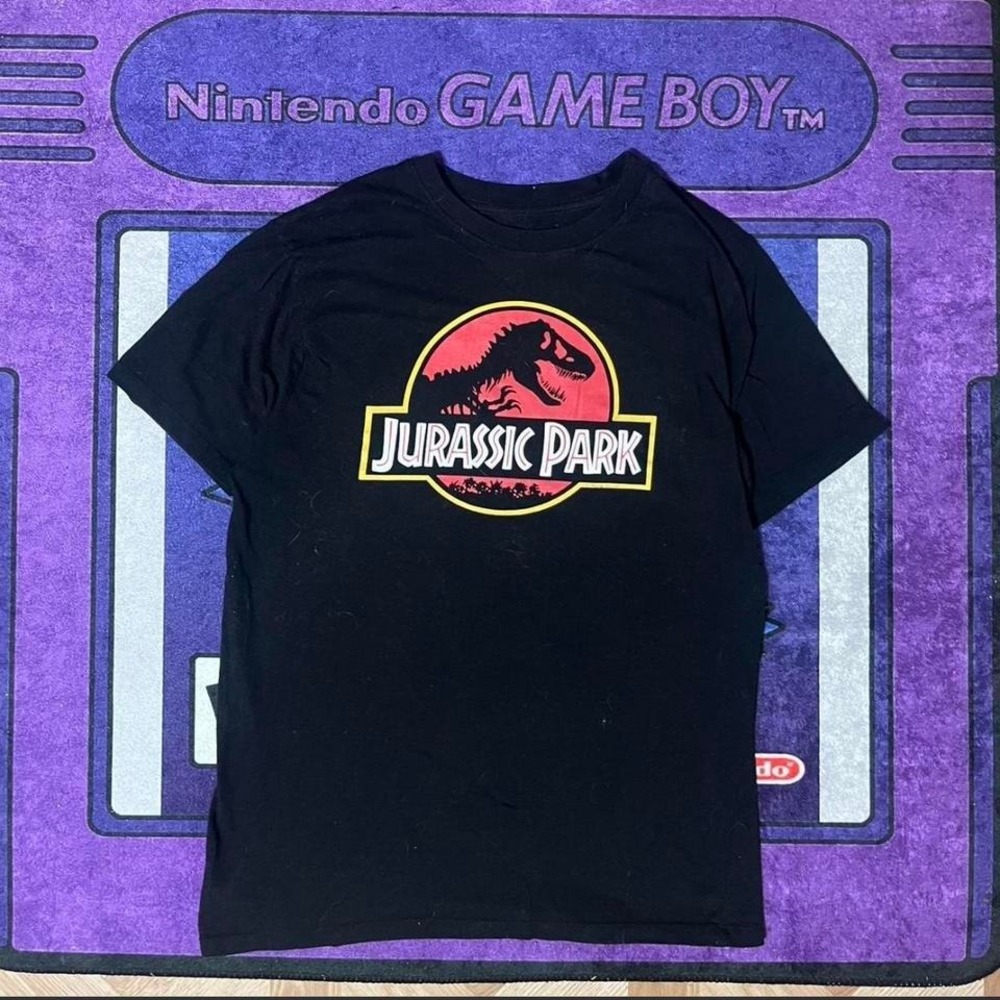 Retro vintage original Medium Jurassic Park black cotton T-shirt